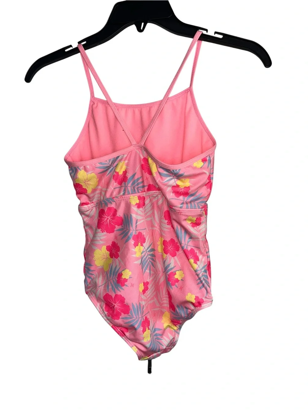 Hurley Girls 10/12 Pink Tropical Floral Cutout One Piece Swimsuit